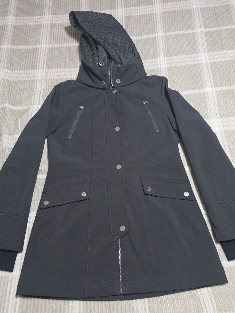 Nautica‎ Black Quilted Hood Trench Coat